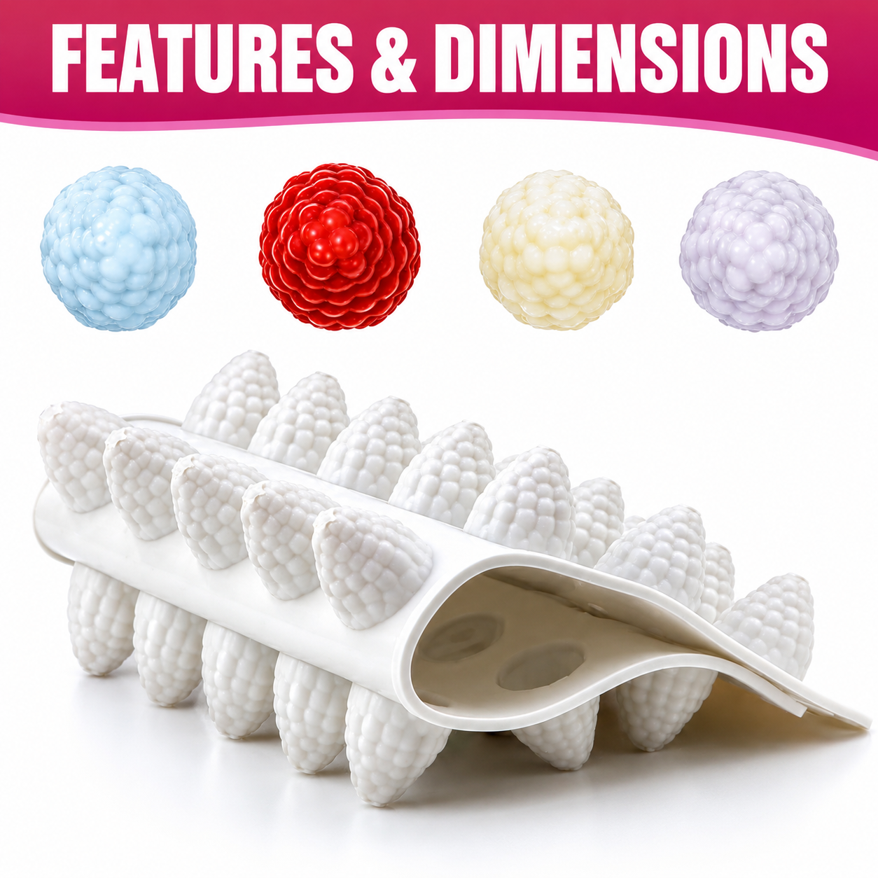 35 Cavity Raspberry Fruit Entremet Silicone Mold