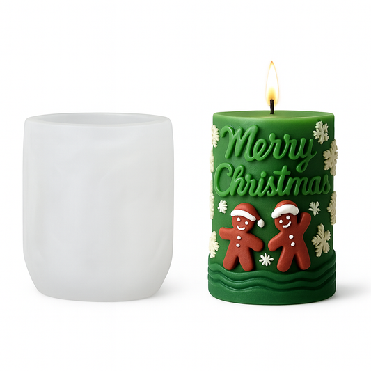 Merry Christmas Tree Pillar Silicone Candle Mould Christmas Theme (D Grade) Type 1