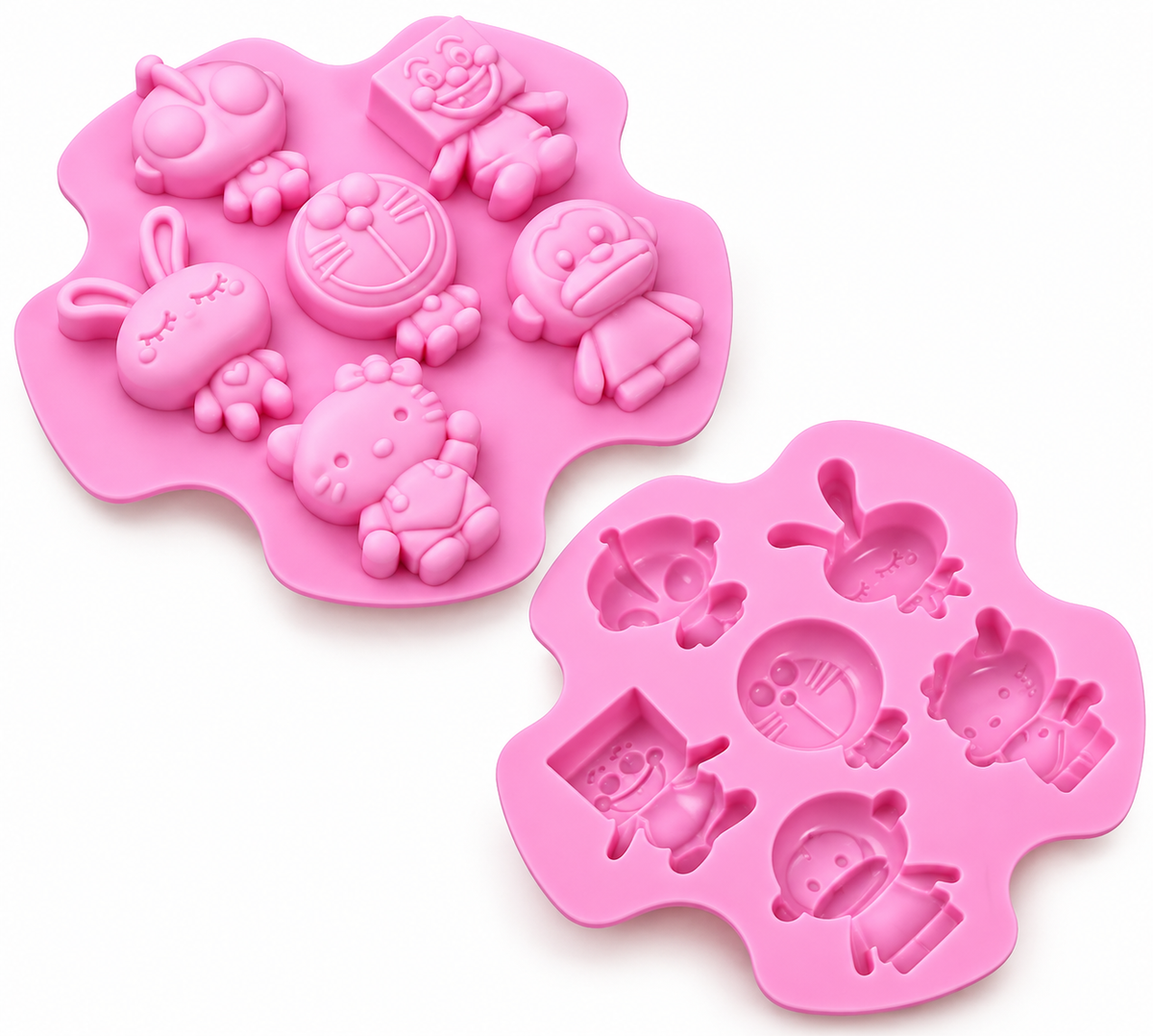 6 Cavity Cute Cartoon Character Silicone Mold Cake Decoration Soap Candle