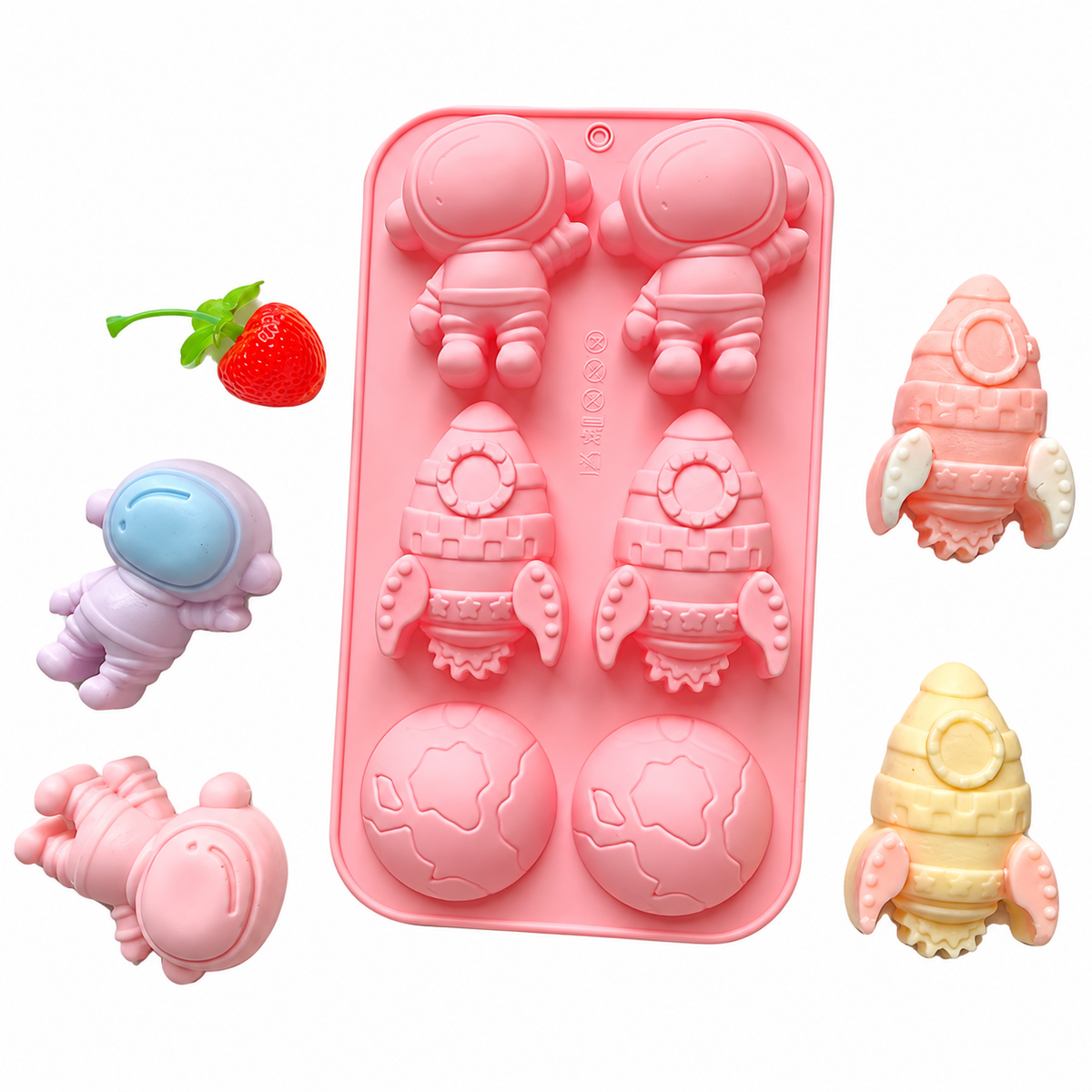6 Cavity Silicone Rocket Astronaut Shaped Chocolate Candy Cake Mold