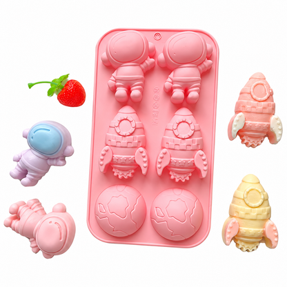 6 Cavity Silicone Rocket Astronaut Shaped Chocolate Candy Cake Mold