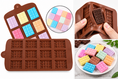 12 Cavity Chocolate Bar Silicone Mold for making chocolates, candy, soap and desserts