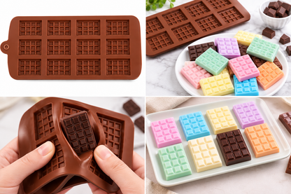 12 Cavity Chocolate Bar Silicone Mold for making chocolates, candy, soap and desserts