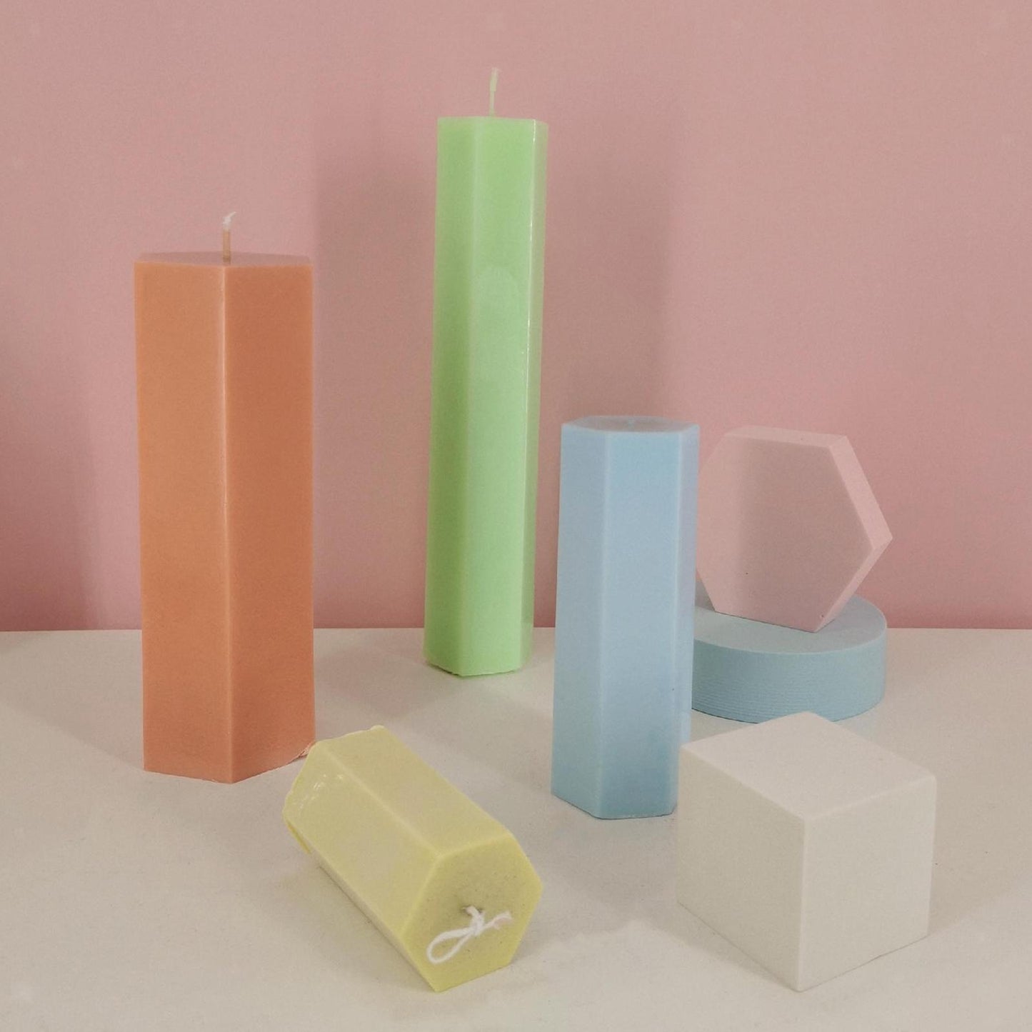 3D (6.8''x2.5''inch) Big Hexagon Pillar Polycarbe Candle Mould Home Decor Fancy Stylish Gift Ideas Mold P29