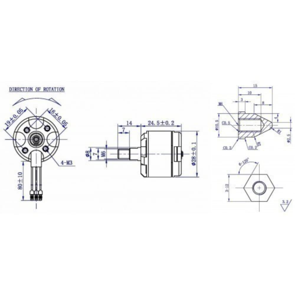 DJI 2212 920KV Brushless DC Motor for Drone with Black Cap (CW Motor Rotation)