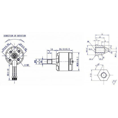 DJI 2212 920KV Brushless DC Motor for Drone with Black Cap (CW Motor Rotation)