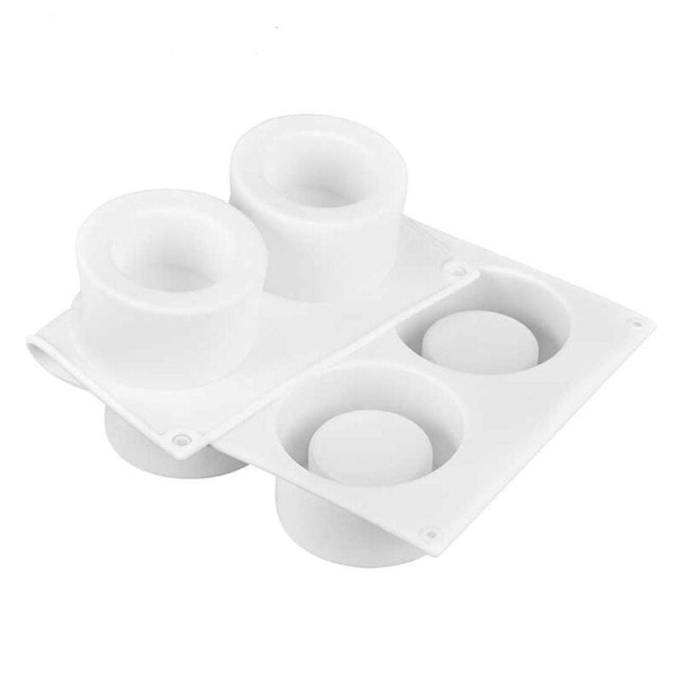 6 Cavity Cylinder Jar Silicone Mould for Candle Making Mousse Cake Chocolate and DIY Crafts