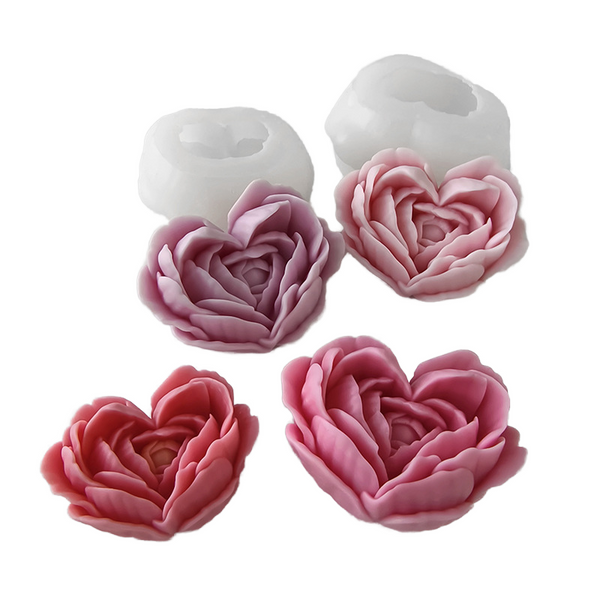 3D Heart-Shaped Rose Petal Silicone Candle Mold Aroma Candles Decorative Crafts & Gifts (Small)