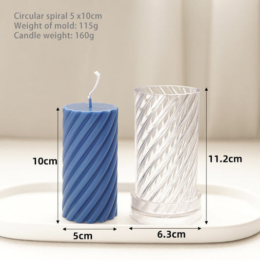 3D (4.9"x 2.5"inch) Twisted Polycarbonate Candle Mould Handmade Candle Mould Cylinder Spiral P38