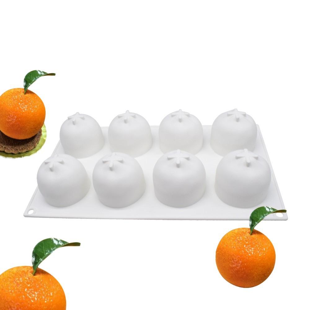8 Cavity 3D Orange Shape Silicone Mould Chocolate Fruit Dessert Pudding Jelly & Ice Cream