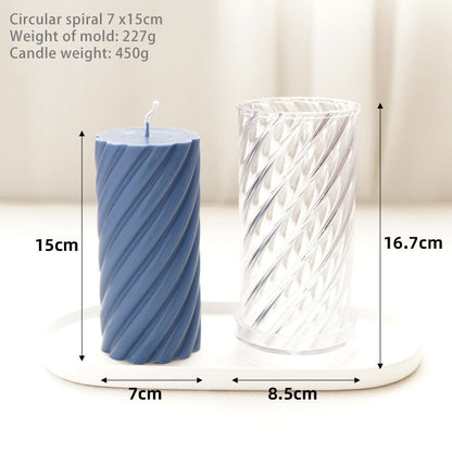 3D (6.6"x3.9"inch) Twisted Candle Moulds Handmade Candle Mould Cylinder Spiral Polycarbonate Mould P39