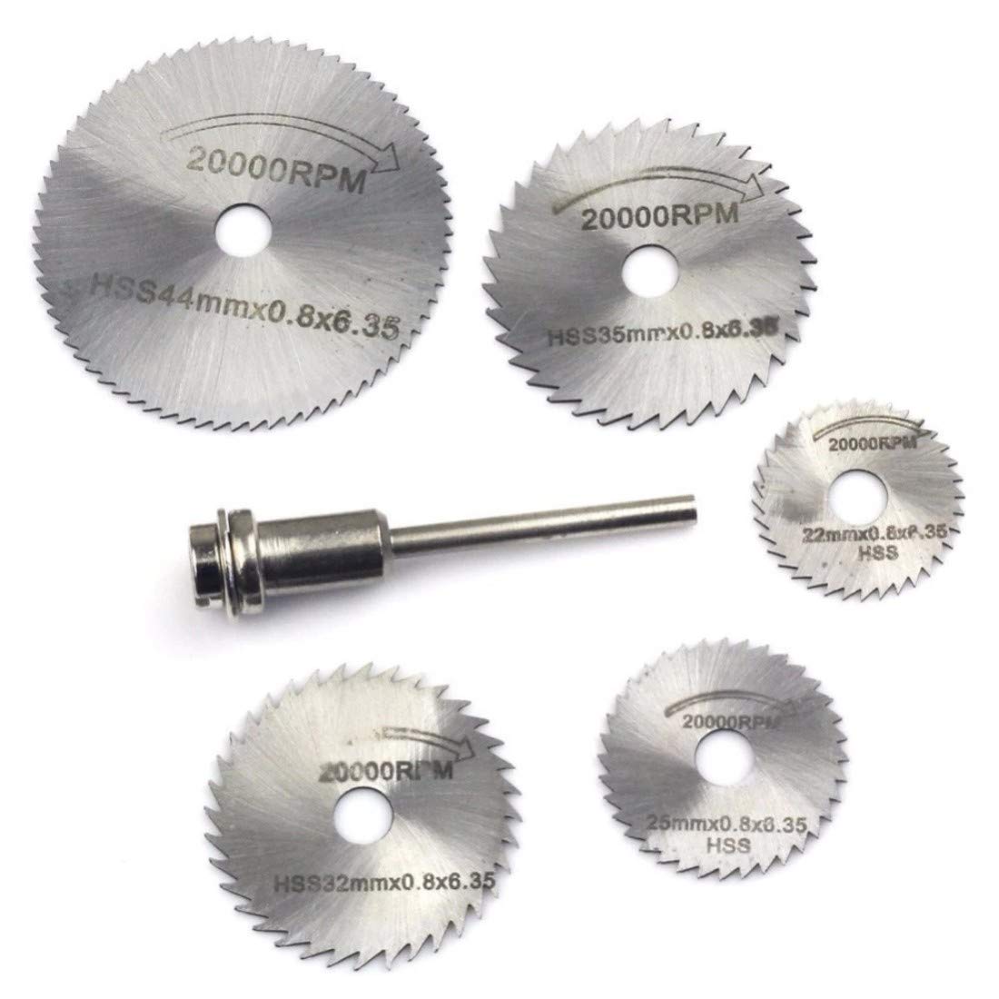 Pack 6 Pcs Set, 5X HSS Circular Wood Cutting Saw Blade Discs + 1X (Design No # 1, Pack 6 Pcs Set)
