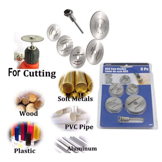 Pack 6 Pcs Set, 5X HSS Circular Wood Cutting Saw Blade Discs + 1X (Design No # 1, Pack 6 Pcs Set)