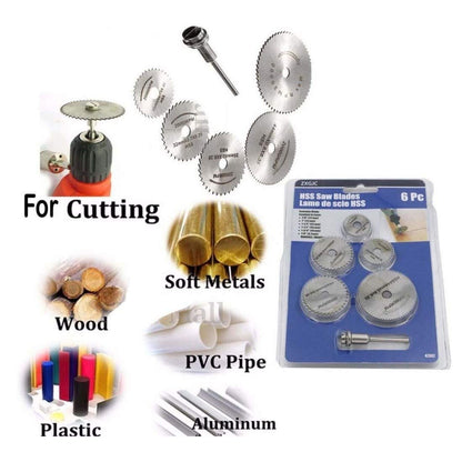 Pack 6 Pcs Set, 5X HSS Circular Wood Cutting Saw Blade Discs + 1X (Design No # 1, Pack 6 Pcs Set)