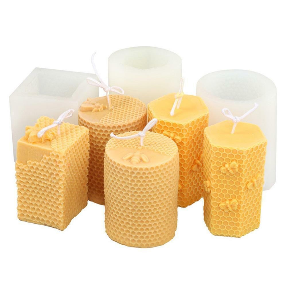 3D Silicone Honeycomb Columnar Candle Mold Handmade Beehive