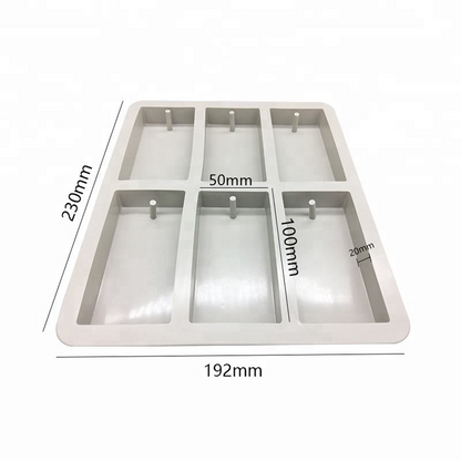 6 Cavity Rectangle Silicone Mould for Wax Sachets Soap Bars Fragrance Tablets and DIY Crafts