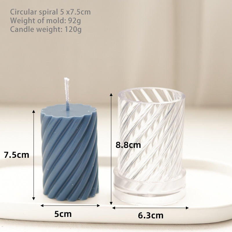 3D (3.5"x2.5"inch) Twisted Polycarbonate Candle Mould Handmade Candle Mould Cylinder Spiral P37