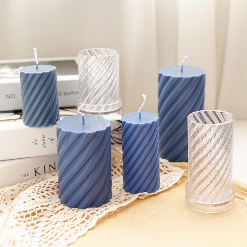 3D (3.5"x2.5"inch) Twisted Polycarbonate Candle Mould Handmade Candle Mould Cylinder Spiral P37