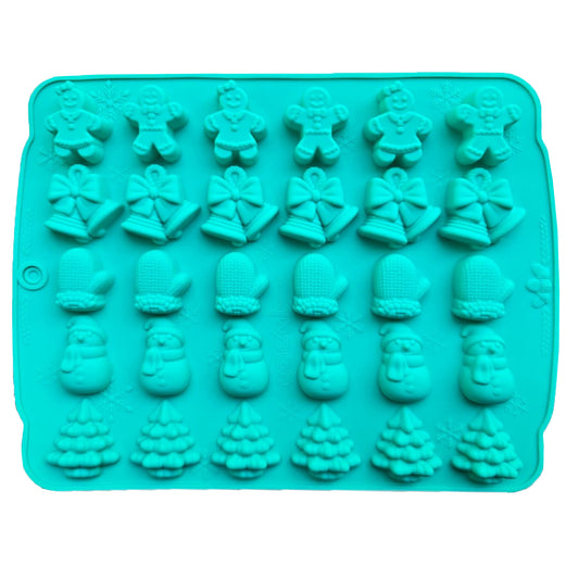 30 Cavity Multi Shape Christmas Theme Silicone Chocolate Candle Mold