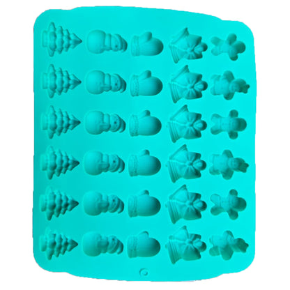 30 Cavity Multi Shape Christmas Theme Silicone Chocolate Candle Mold