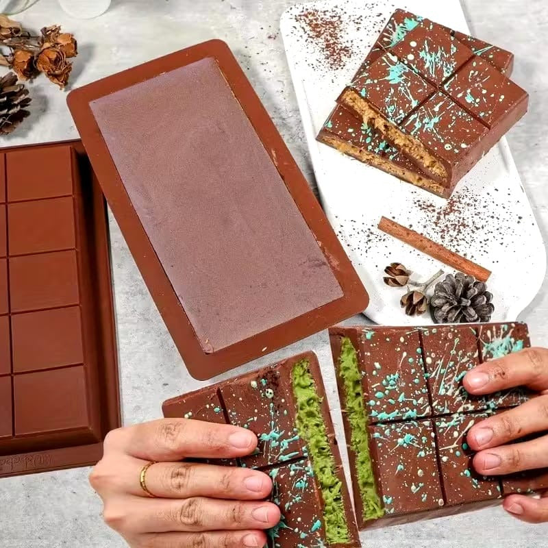 Large Rectangular Chocolate Bar Silicone Mold Chocolate Kunafa Candy Dessert Brownie