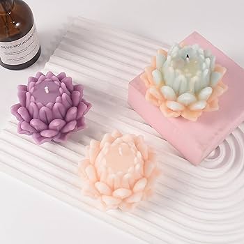 3D Lotus Flower Silicone Candle Mould for Candle Making Soap Resin Art & DIY Crafts