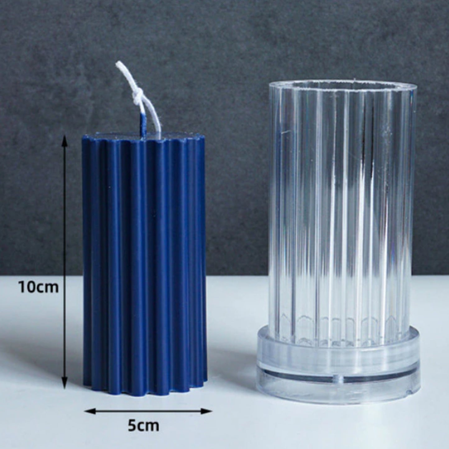 3D Sharp Ribbed Lines Pillar Candle Mould Polycarbonate Fancy home Decoration Mold (4"x 2")