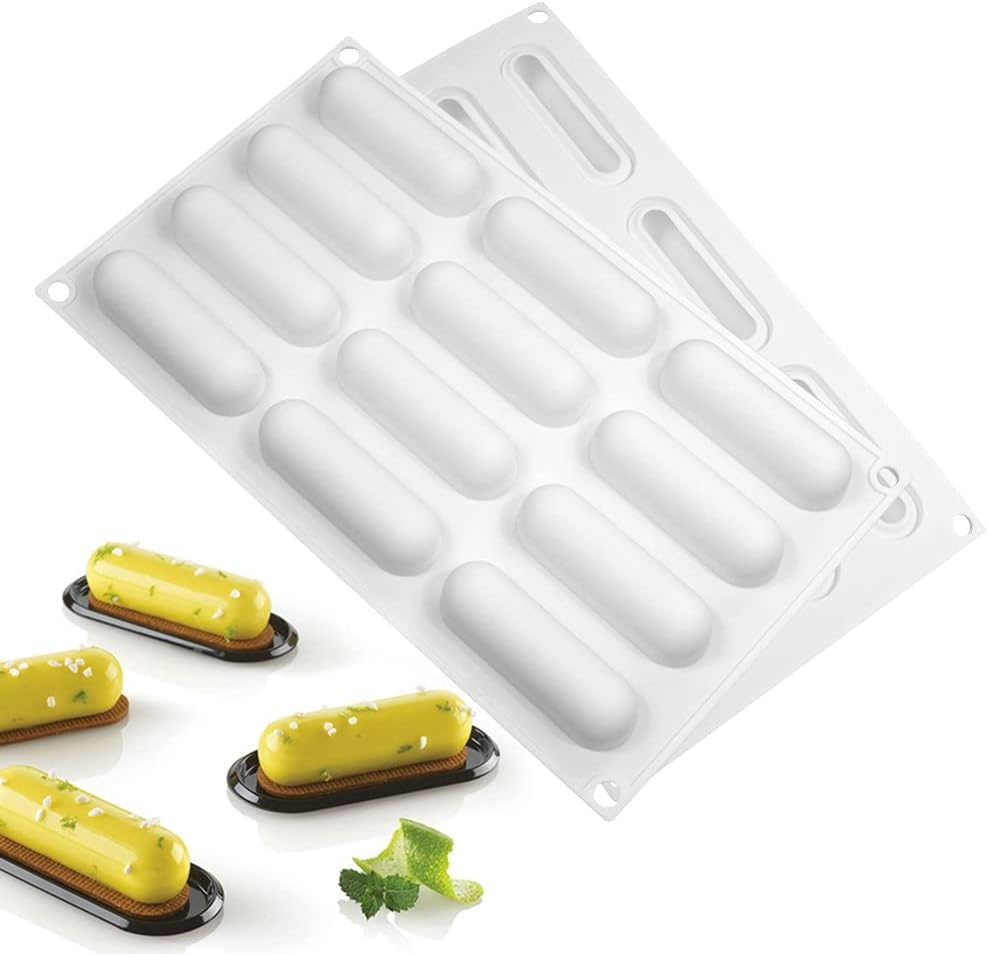 12 Cavity Mini Eclair Silicone Mould Chocolate, Pastry Jelly Pudding Ice Cream