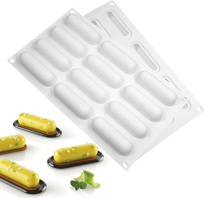 12 Cavity Mini Eclair Silicone Mould Chocolate, Pastry Jelly Pudding Ice Cream
