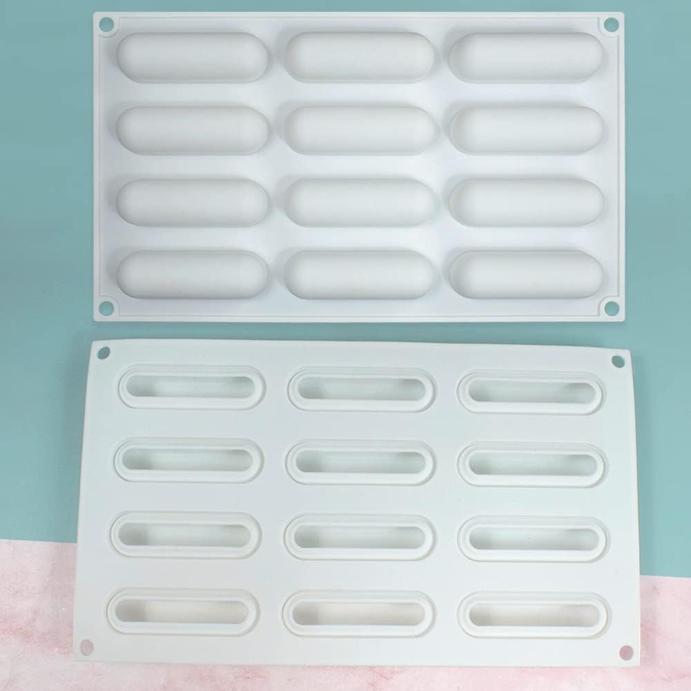 12 Cavity Mini Eclair Silicone Mould Chocolate, Pastry Jelly Pudding Ice Cream