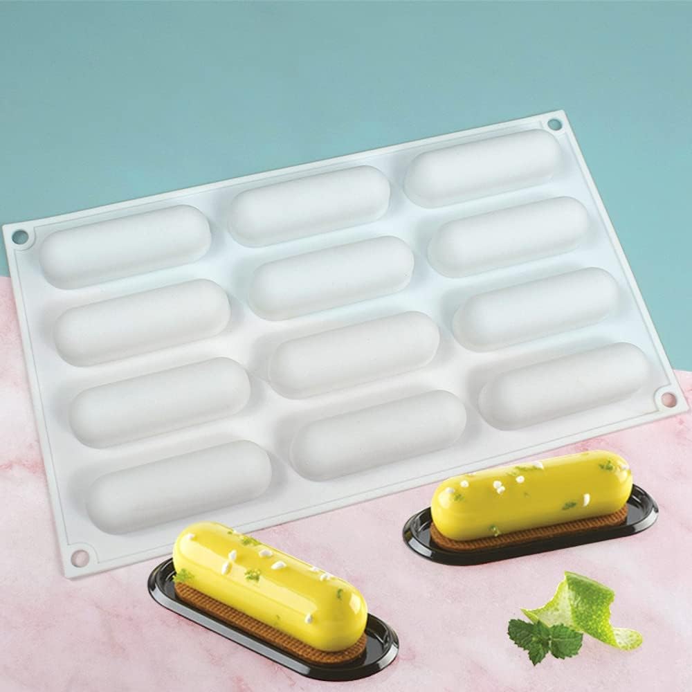12 Cavity Mini Eclair Silicone Mould Chocolate, Pastry Jelly Pudding Ice Cream