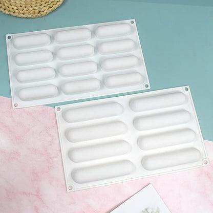 12 Cavity Mini Eclair Silicone Mould Chocolate, Pastry Jelly Pudding Ice Cream