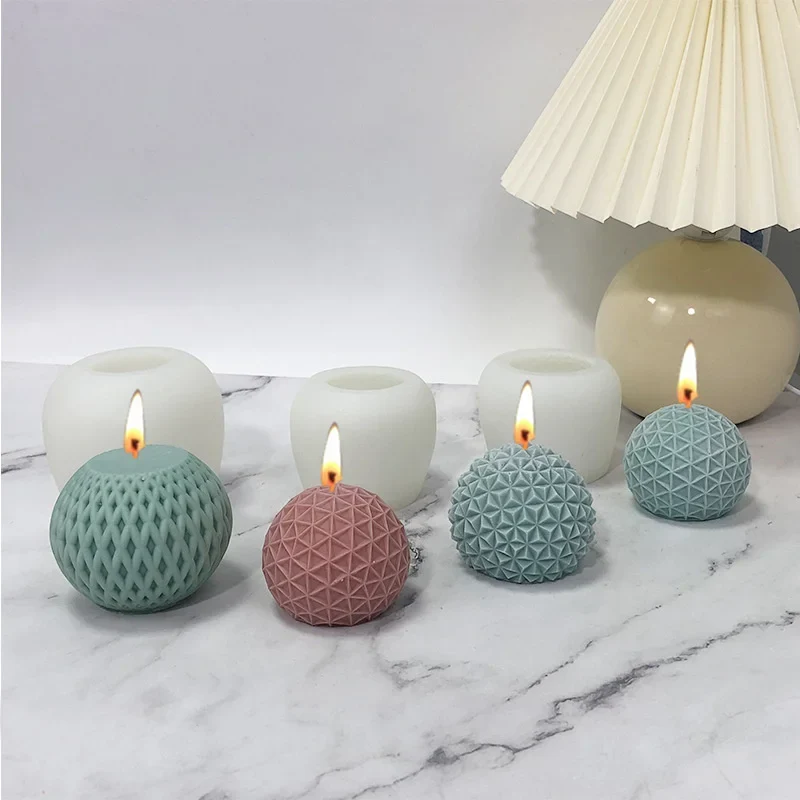 3D Geometric Sphere Silicone Candle Mold  DIY Scented Aroma Candles Home Decor