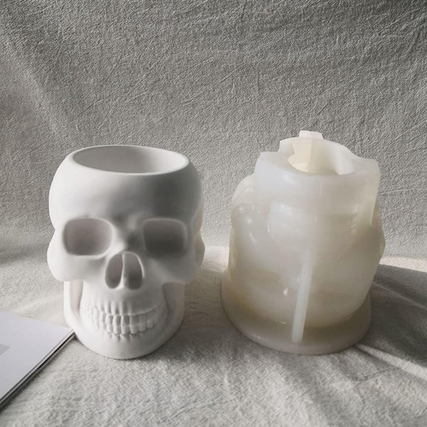 3D Skull Head Silicone Candle Mold DIY Candles Wax Soap Resin & Decorative Crafts (Large)