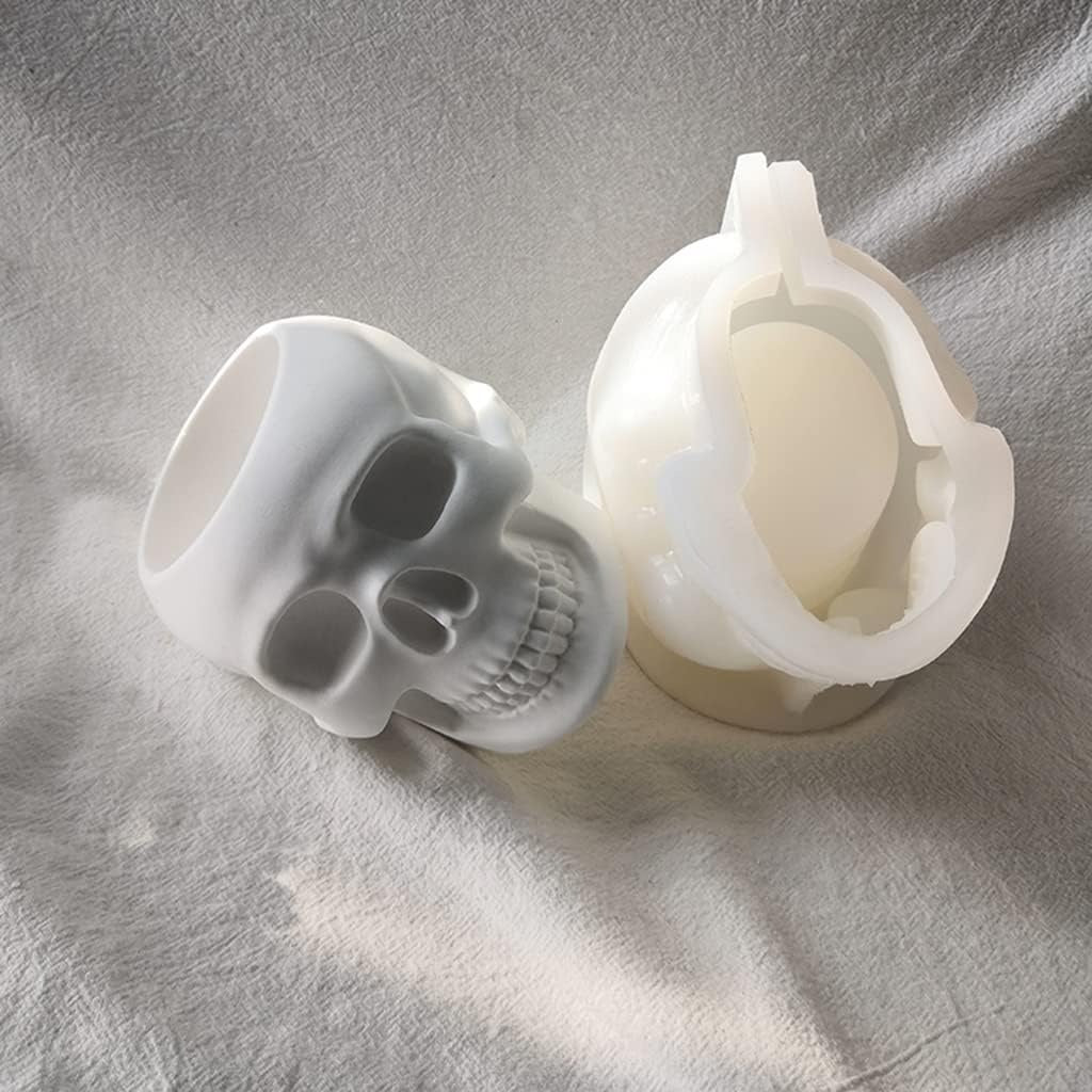 3D Skull Head Silicone Candle Mold DIY Candles Wax Soap Resin & Decorative Crafts (Large)