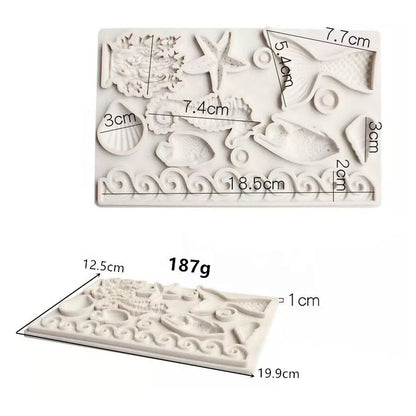 Sea Shell Seahorse Coral Fish Wave Silicone Fondant Mould Chocolate Candy