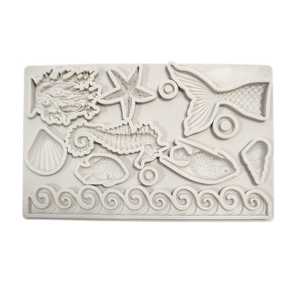 Sea Shell Seahorse Coral Fish Wave Silicone Fondant Mould Chocolate Candy
