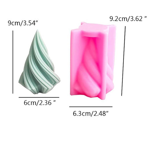 3D Conical Silicone Candle Mould, Spiral Cone Shape Silicone Candle Molds