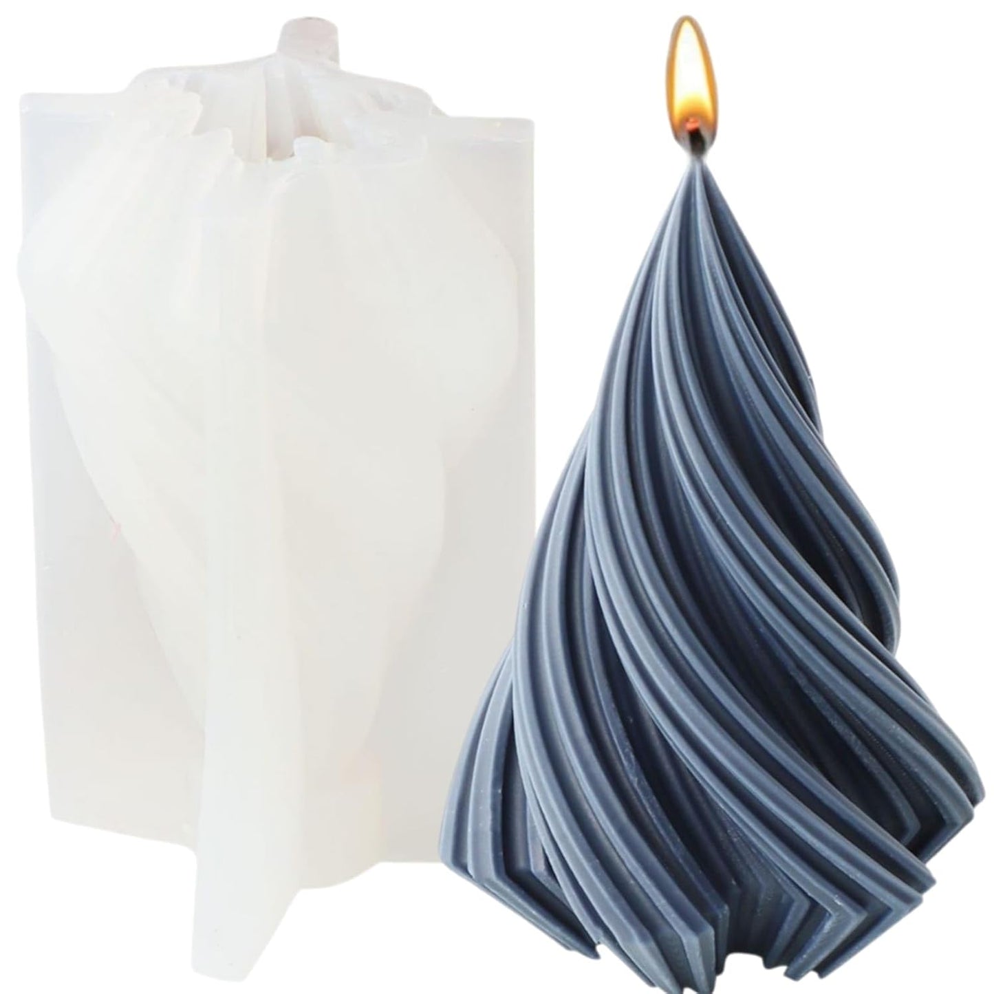 3D Conical Silicone Candle Mould, Spiral Cone Shape Silicone Candle Molds