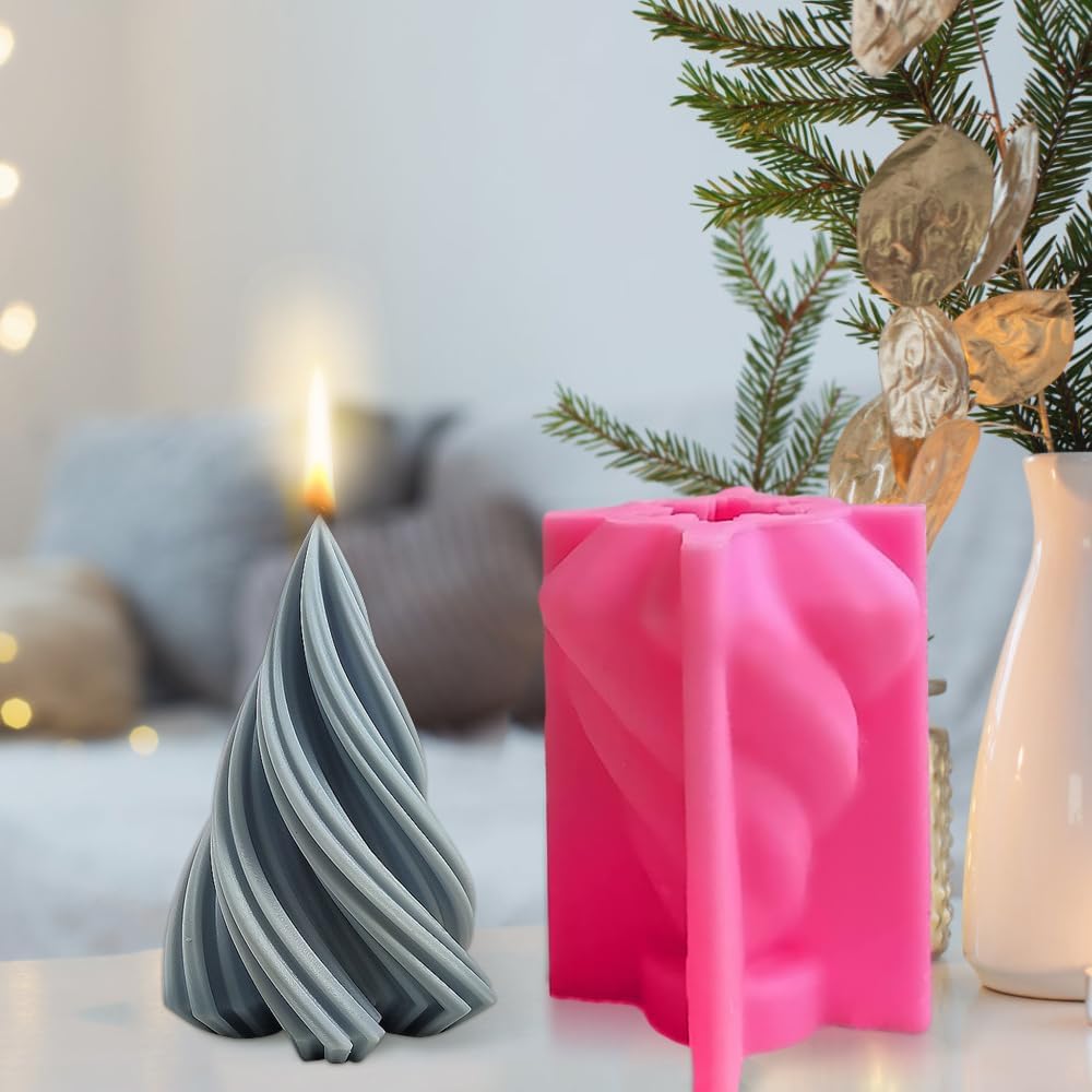 3D Conical Silicone Candle Mould, Spiral Cone Shape Silicone Candle Molds