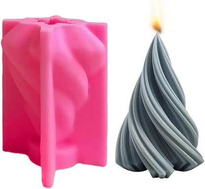 3D Conical Silicone Candle Mould, Spiral Cone Shape Silicone Candle Molds