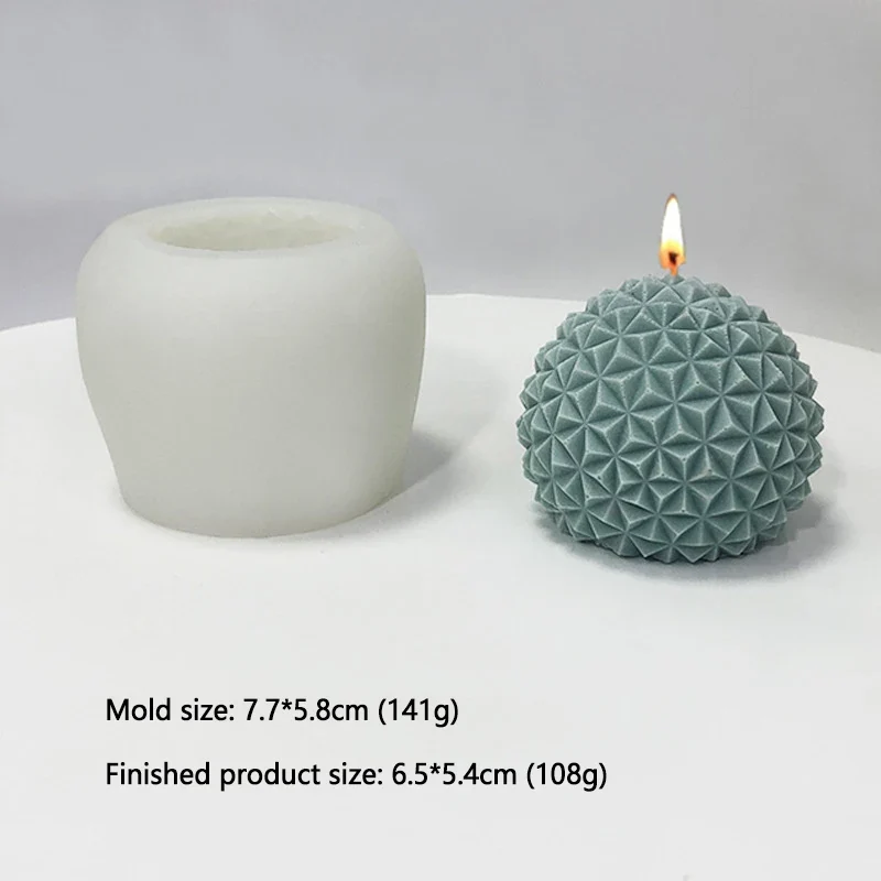 3D Geometric Diamond Sphere Silicone Candle Mold DIY Home Decor Handmade Gifts & Crafts