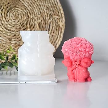 3D Teddy Bear Rose Bouquet Candle Mold  for DIY Candle Making & Handmade Gifts
