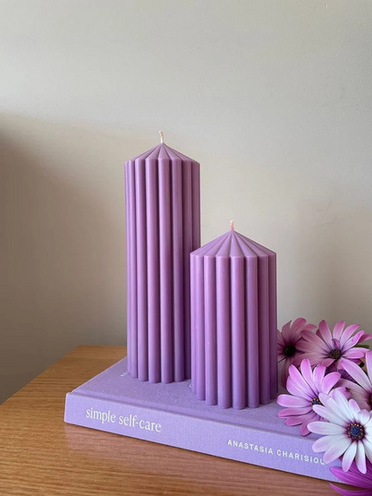 Ribbed Pillar Candle Silicone Mould for DIY Fluted Cylinder Decorative Candle Making (LARGE)