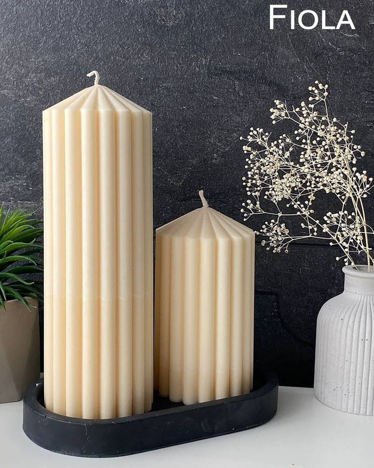 3D (8.9"x3.1"inch) Pencil Ribbed Line Tall Pillar Polycarbonate Candle Mold Structural Aesthetic P32