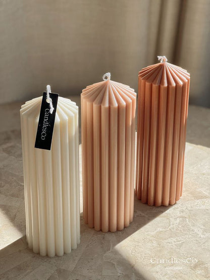 3D (8.9"x3.1"inch) Pencil Ribbed Line Tall Pillar Polycarbonate Candle Mold Structural Aesthetic P32