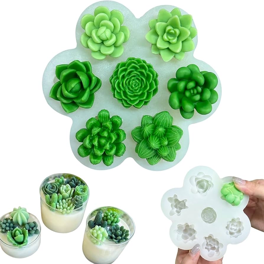 7 Cavity 3D Succulent Silicone Mould for Candle Making Soap Making Resin Art