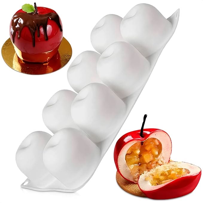 8 Cavity Apple Shape Silicone Mould Pastry Pudding Ice Cream & Frozen Desserts