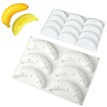 6 cavity Banana Shaped Silicone Mould Dessert Chocolate Jelly Pudding Ice Cream