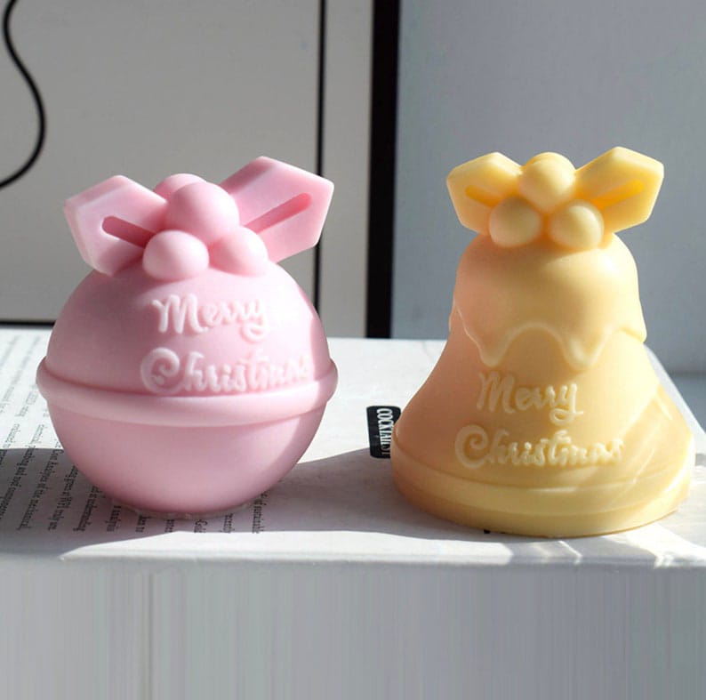 3D Christmas Bell Silicone Candle Mold (Christmas Bell) Merry Christmas theme